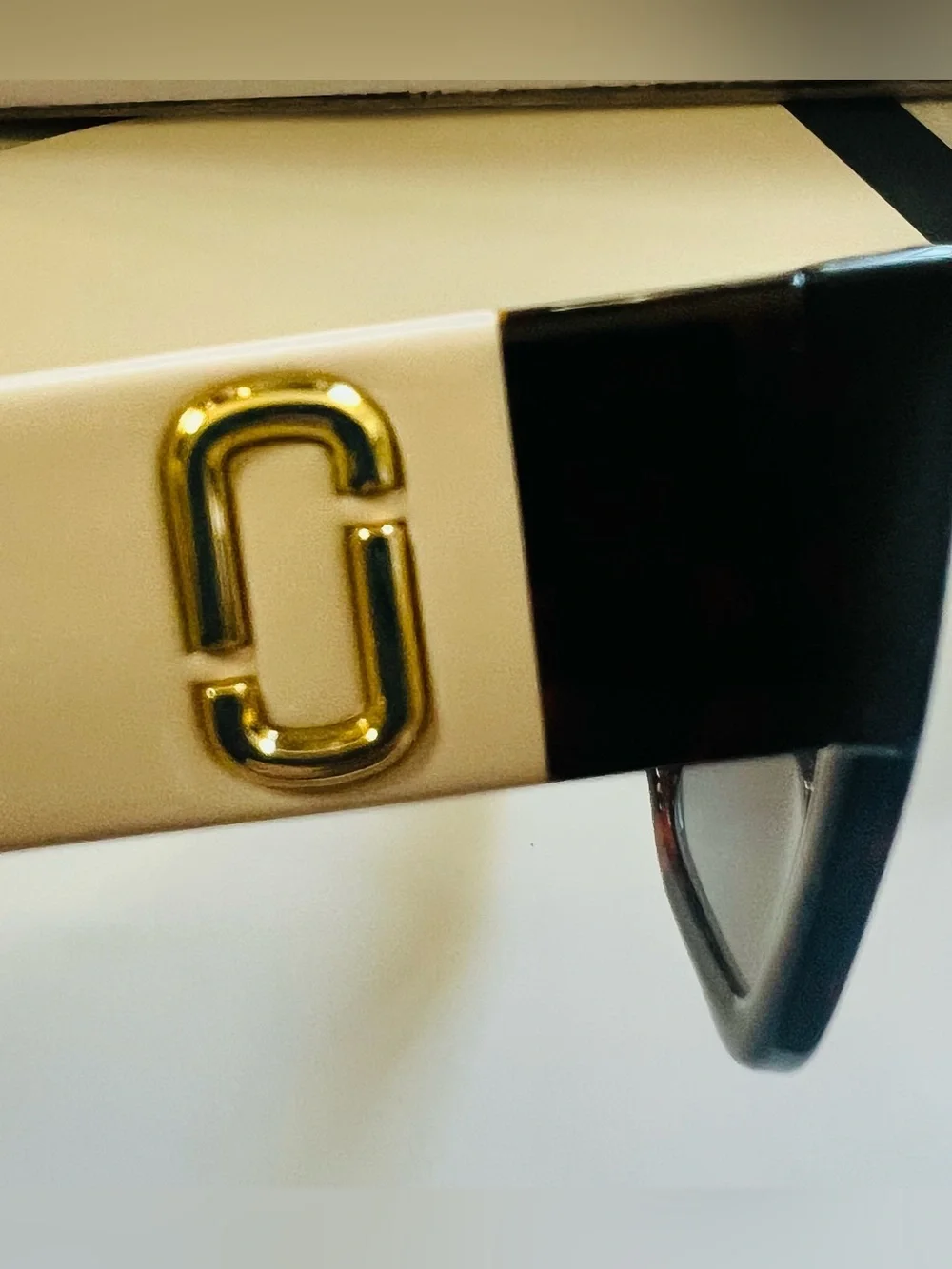 Marc Jacobs MARC 811/S Oversized Square Sunglasses Brown Ivory Gold Logo NEW
